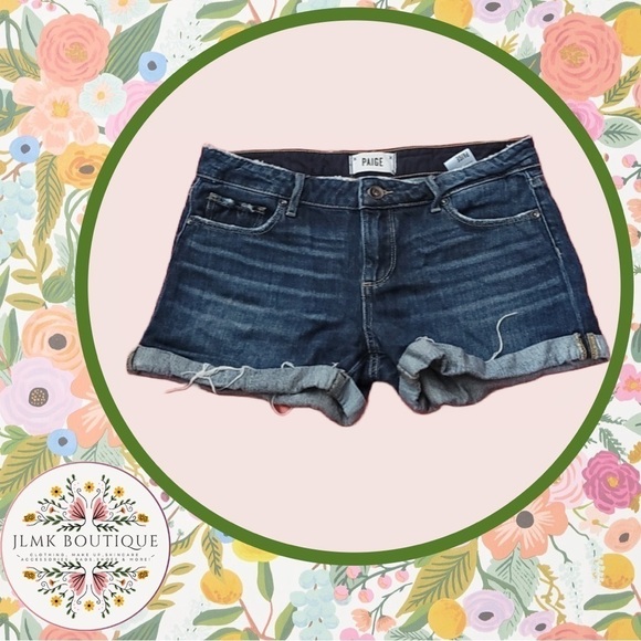 Paige Mid-Rise Cuffed Raw Hem Jimmy Jimmy Jean Shorts - Picture 1 of 6